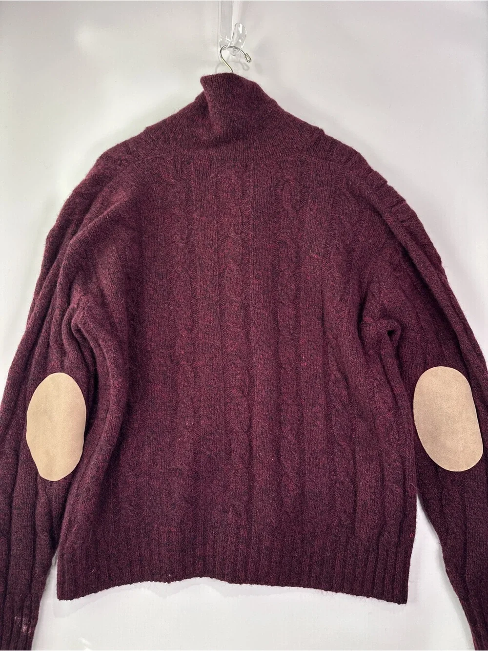 Eddie Bauer Vintage Shawl Collar Cable Knit Wool Cardigan Burgundy XL
